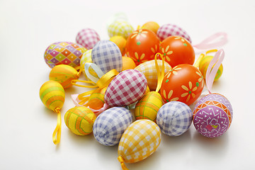 Image showing Arrangement of colorful Easter eggs.