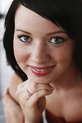 Image showing Portrait of a beautiful and happy young woman.