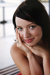 Image showing Portrait of a beautiful and happy young woman.