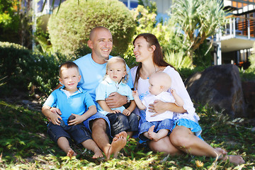 Image showing Family enjoying themselves in an outdoor nature setting.