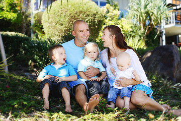 Image showing Family enjoying themselves in an outdoor nature setting.