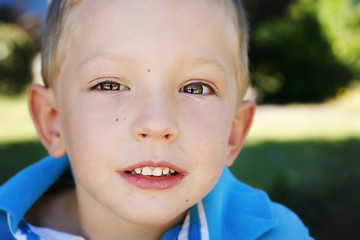 Image showing Close-up portrait of a happy young boy.