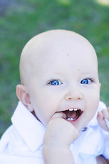 Image showing Close-up portrait of a happy little boy.