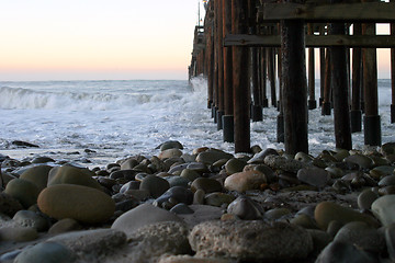 Image showing Ocean Wave Storm Pier