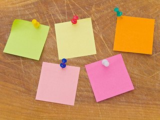 Image showing Stickers and notes at the drowing pins