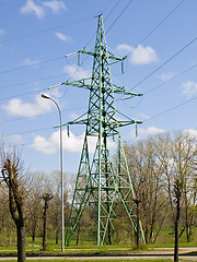 Image showing electricity tower in trees