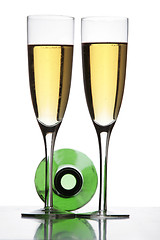 Image showing Champagne Glasses and Bottle