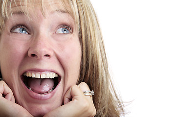 Image showing Surprised Woman Looking Up