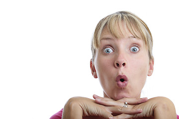 Image showing Surprised Woman Looking Up