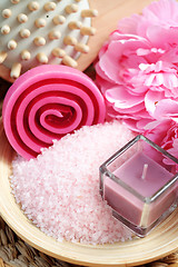 Image showing pink bath salt