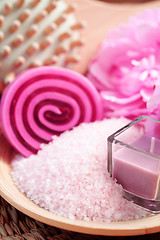 Image showing pink bath salt