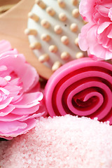 Image showing pink bath salt
