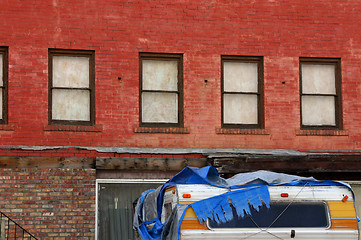 Image showing House Windows in the Back Alley