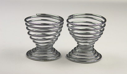 Image showing two spiral metal egg cups