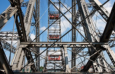 Image showing Giant ferris (observation) wheel in Prater amusement park in Vienna, Austria