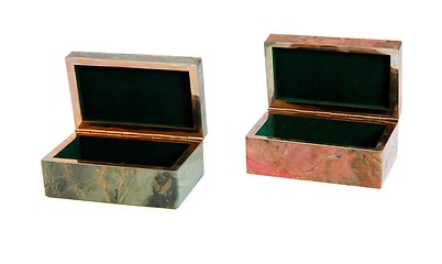 Image showing Two open stone caskets isolated 