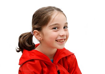 Image showing Smiling seven years girl with pigtails isolated