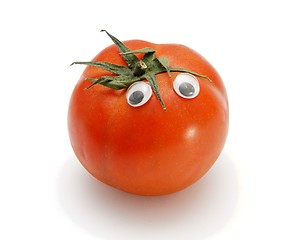 Image showing Funny red tomato with eyes isolated 