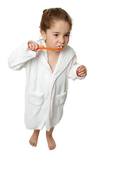 Image showing Dental Hygiene - Little young girl brushing teeth with toothbrus