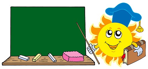 Image showing Sun teacher with blackboard