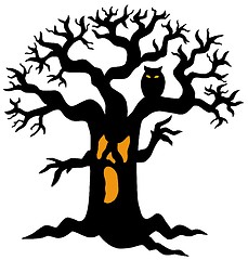 Image showing Spooky tree silhouette