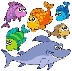 Image showing Various cartoon fishes collection