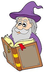 Image showing Wizard reading magic book