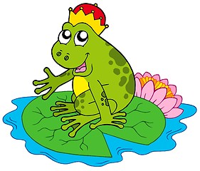 Image showing Frog prince on water lily
