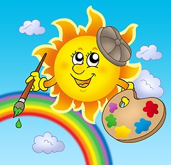 Image showing Sun artist with rainbow