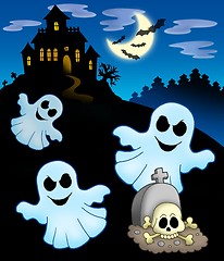Image showing Ghosts with haunted house