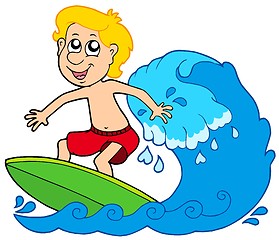 Image showing Cartoon surfer boy