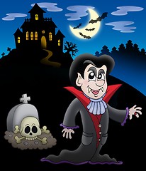 Image showing Vampire with haunted house