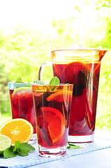 Image showing Fruit punch in pitcher and glasses