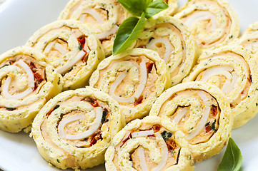 Image showing Mini sandwich spiral roll appetizers