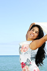 Image showing Beautiful young woman at beach