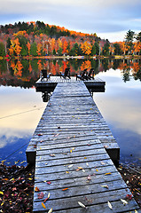 Image showing Wooden dock on autumn lake