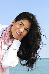 Image showing Beautiful young woman at beach