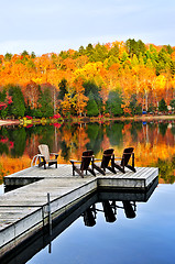 Image showing Wooden dock on autumn lake