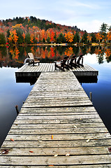 Image showing Wooden dock on autumn lake