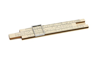 Image showing Vintage pocket slide rule mechanical calculator isolated