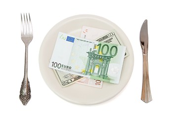 Image showing Money on the plate isolated 