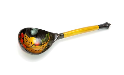 Image showing Russian wooden hand-painted spoon isolated