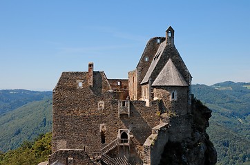 Image showing Towers and roofs of medieval  castle in Donau valley