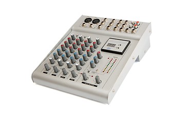 Image showing Small gray sound mixer console isolated