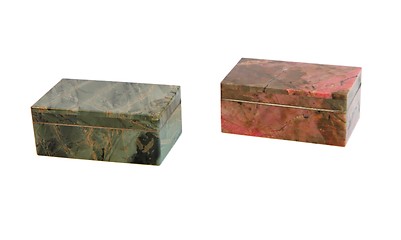 Image showing Two closed stone caskets isolated