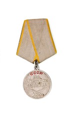 Image showing Old Soviet Medal for Combat Service isolated