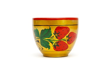 Image showing Russian  wooden painted cup isolated