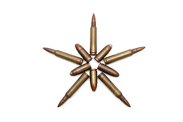 Image showing Five-pointed star of M16 and Parabellum cartridges isolated