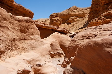 Image showing Scenic red rocks in desert canyon