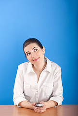 Image showing Young woman thinking